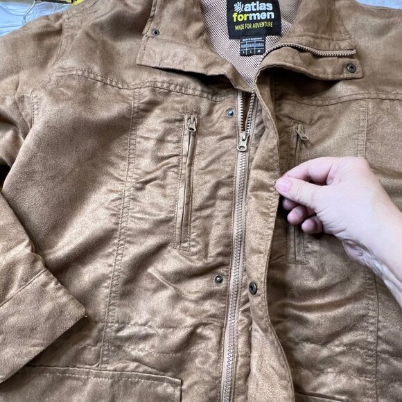 Atlas For Men Ochre Brown Safari Full-Zip Lightweight Jacket L Comfortable Poc - Picture 9 of 16